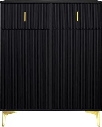 Urban Meuble Aparador alto de diseño contemporáneo 2 cajones y 2 puertas negro