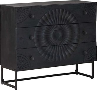 vidaXL Cajonera Negro 75 X 30 X 65 Cm Vidaxl