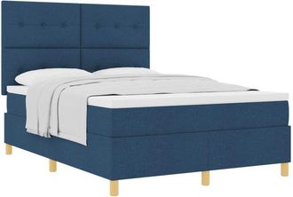 vidaXL Box Spring Bed with Mattress Blue 140 x 190 cm Fabric vidaXL