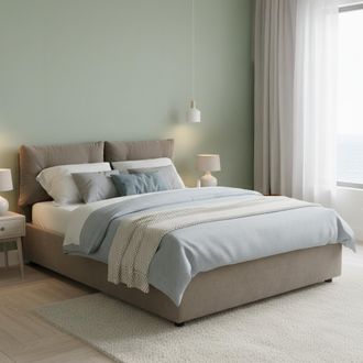 Dmora Dmora - Cama Matrimonial Dcit, Cama Contenedor Con Revestimiento De Tela, 100% Made In Italy, Apertura Frontal, Adecuado Para Colch&oacute;n 160x190 Cm, T&oacute;rt