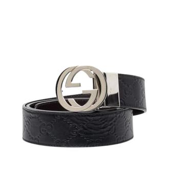 Gucci Pre-owned Embossed Leather Belt - female - Gucci Vintage - Vintage Belts - Black - ONE SIZE - Pre-owned