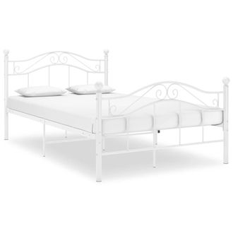 Berkfield Home Bed Frame White Metal 120x200 cm | Size: Small Double