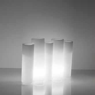 Slide Bamboo Light White Vaso Decorativo In Polietilene Originale Slide Colorato Giardino Di Design Esterno Interno Bar Ristorante Hotel