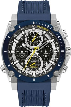 Bulova Precisionist Silicone Strap Chronograph Watch, 46mm in Blue at Nordstrom Rack