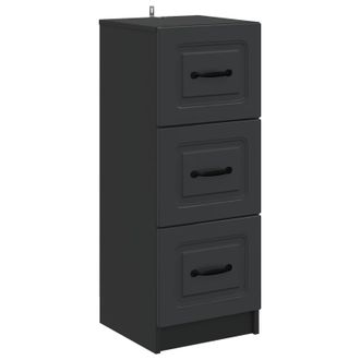 vidaXL Cajonera Negro 33 X 34,5 X 87 Cm Madera De Ingenier&iacute;a Vidaxl