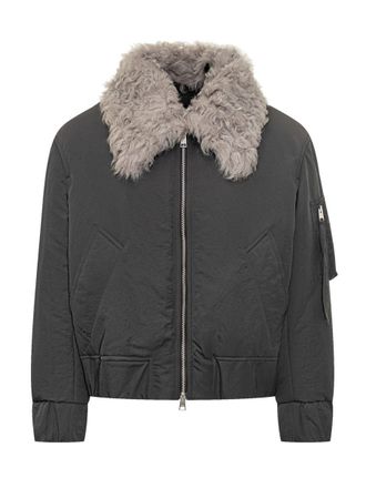 Ami Ami Alexandre Mattiussi Bomber Jacket With Grey Shearling Collar