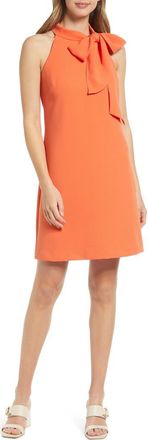 Vince Camuto Tie Neck A-Line Dress in Tangerine at Nordstrom, Size 2