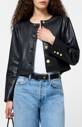 French Connection Dessa Crop Faux Leather Jacket in Black at Nordstrom, Size 10