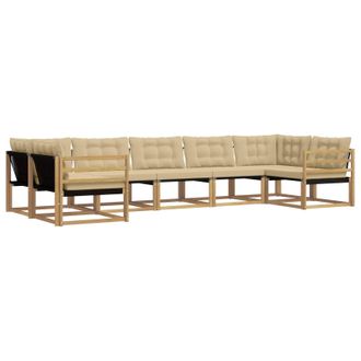 vidaXL Conjunto De Sof&aacute;s De Exterior Con Coj&iacute;n 7 Pcs Y Beige Vidaxl