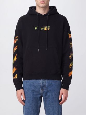 Off-white Felpa con cappuccio in cotone con logo Arrow e Diagonals