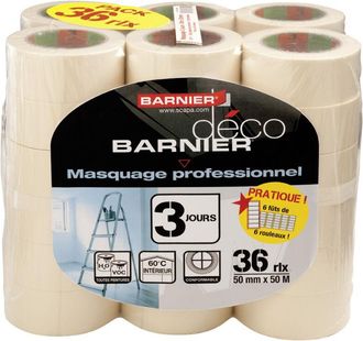 Scapa Paquete De 36 Rollos - Cinta De Enmascarar Para Pintura, Ancho 50 Mm - Largo 50 M