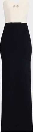 La Petite Robe Di Chiara Boni Renta Strapless Two-Tone Column Gown