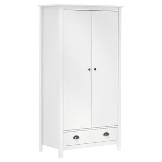 Berkfield Home 2-Door Wardrobe Hill White 89x50x170 cm Solid Pine Wood | Size: 89 x 50 x 170 cm