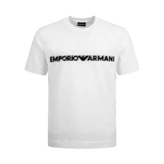 Emporio Armani T-shirt met ronde hals - Heren - T-shirts - Wit - L - Katoen - Tops