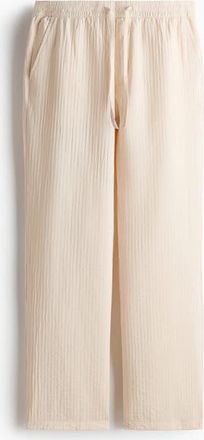 H&M Relaxed Fit Textured Trousers in White at Nordstrom, Size Xx-Large