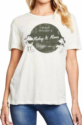 Chaser Mickey Mouse & Minnie Mouse Recycled Vintage Tee In Off White