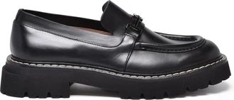 Ferragamo Black Leather Ignazio Loafers