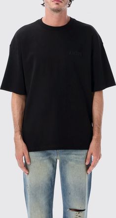 Amiri T-shirt girocollo in cotone con maniche corte e logo tono su tono