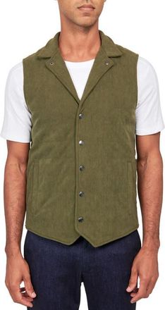 W.R.K Slim Fit Camp Collar Corduroy Snap-Up Vest in Olive at Nordstrom, Size Xx-Large