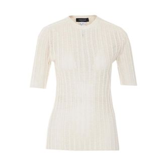 Fabiana Filippi Round-neck Knitwear, female, Beige, Size: XS Knitwear