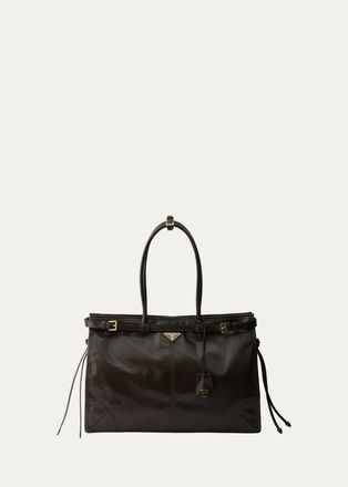 Prada Bonnie Glossy Leather Tote Bag