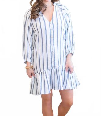 Starkx Alice Mini Dress In White/blue Stripe