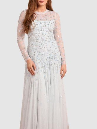 Needle & Thread Starry Nights Round Neck Gown in Ice Blue at Nordstrom, Size 18