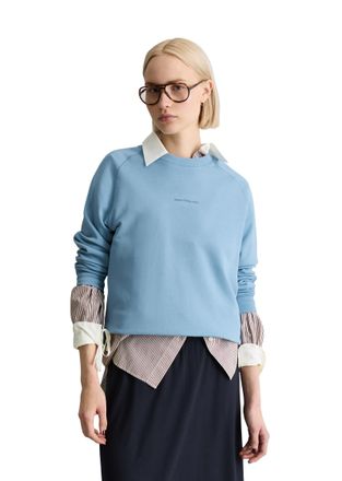 Marc O'Polo Denim Sweatshirt MARC OPOLO DENIM, Damen, Gr. XL, blau dawn, angeraute Sweatware, Obermaterial: 100% Baumwolle, relaxed fit normal, Rundhals, Rippb&uuml;ndchen, 