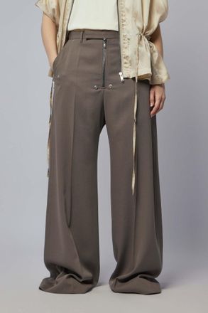 Rick Owens Woven Pants - Tailored Wide Belas Dust