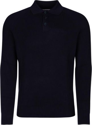 Brunello Cucinelli Blue Ribbed Polo Shirt