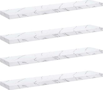 vidaXL Wall Shelf 4 pcs White Marble 120 x 23.5 x 4 cm Engineered Wood vidaXL