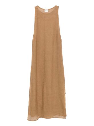 Le Kasha Jarajus linen side-slit maxi dress - Neutrals