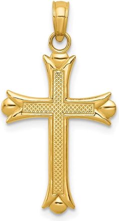 Diamond2Deal 10k Yellow Gold Fleur De Lis Cross Pendant