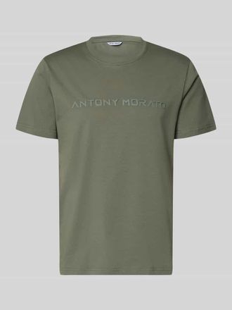 Antony Morato T-Shirt mit Label-Print in Schilf, Gr&ouml;&szlig;e XXL
