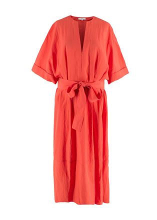 Vince Orange Belted Midi Dress Size L