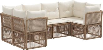 vidaXL Conjunto De Sof&aacute;s De Jard&iacute;n 6 Uds. 6-n&uacute;mero De Plazas Beige Vidaxl