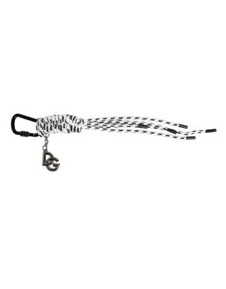 Dolce & Gabbana Mens Rope Keychain With Logo Charm - White