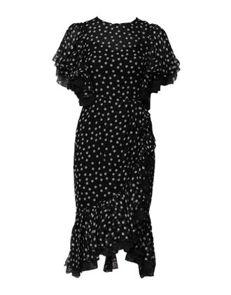 Dolce & Gabbana Black White Lace Polka Dot Chiffon Womens Dress
