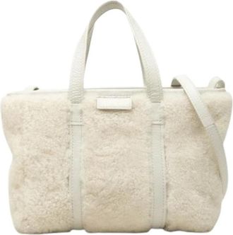 Balenciaga Pre-owned Barbes Small Leather 2way Bag - Dames - Vintage Shopper - Beige - ONE Size - Leer - Vintage