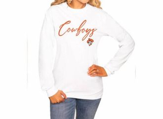 Gameday Couture Oklahoma State University Sleeve Crew Tee In White