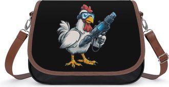 Generic Farm Chicken Fight Back Crossbody Bags for Women Leather Tote Bag Travel Purse Shoulder Bag for Work Shopping