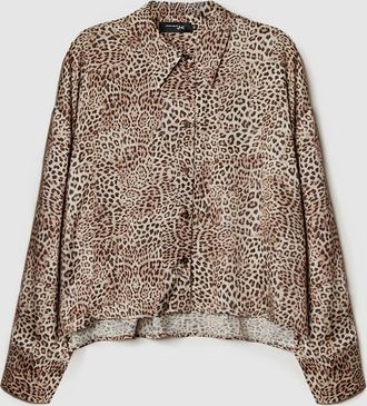 Jeanne Vouland Chemise Ima Crop Satin L&eacute;opard