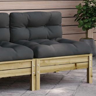 vidaXL Sof&aacute; Jard&iacute;n Sin Reposabrazos Con Cojines Madera Pino Impregnada Vidaxl