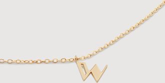 Monica Vinader Gold Mini Initial W Chain Necklace