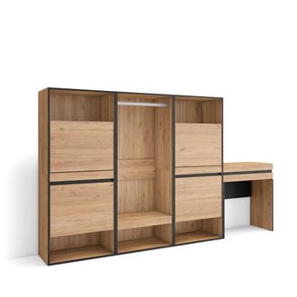 Skraut Home Zapatero efecto madera roble 250x35x145cm