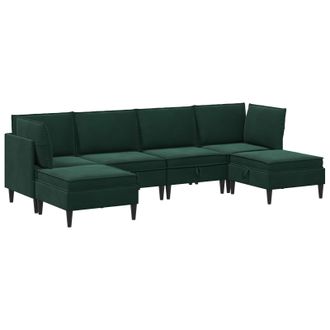 vidaXL Juego De Muebles De Sal&oacute;n 6 Pcs Verde Oscuro Terciopelo Vidaxl