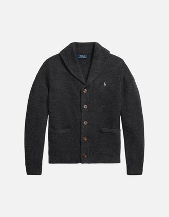 Polo Ralph Lauren Mens Polo Ralph Lauren Wool Cardigan 002 Dark Granite Heather - Size: 42