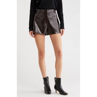 ASTR the Label Wynn High Waist Faux Leather Shorts in Dark Brown at Nordstrom Rack, Size Large