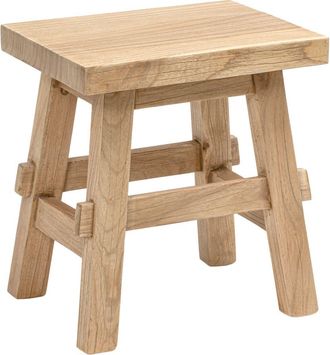 Jonathan Y Designs Revine Rustic Farmhouse Solid Mindi Wood Handcrafted Accent Stool in Natural at Nordstrom