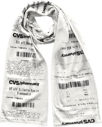 Generic CVS Receipt Scarf, soft fleece fall scarf, professionally made, white with black lettering, 59in. x 8in
